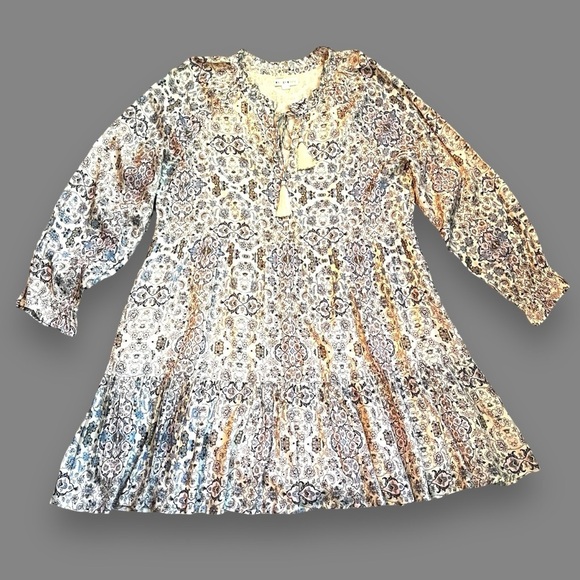 Roller Rabbit Odila Janni Dress Tiered Baby Doll Mini Pink Boho Print    Medium - Picture 2 of 11